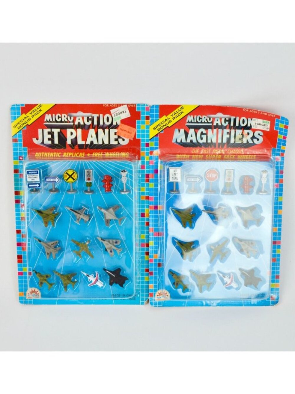 Funrise Micro Action Jet Planes and Magnifiers Set New Vintage NOS 1989